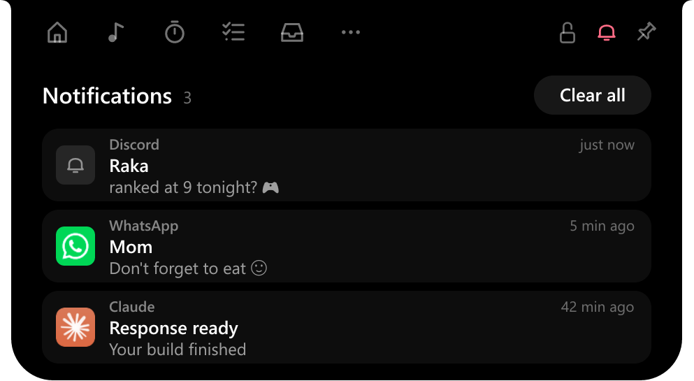 Notifications list